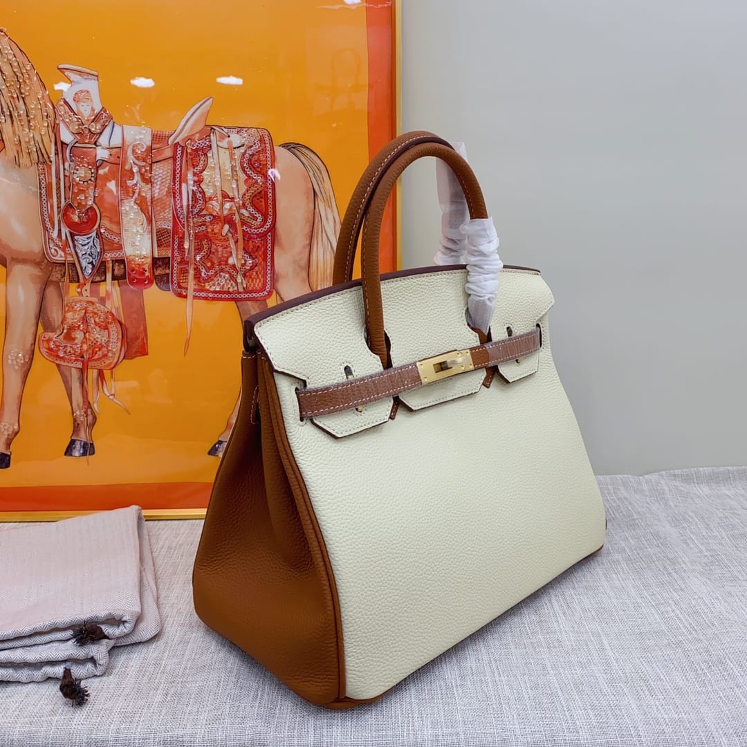 Hermes Birkin 30 Togo Brushed Leather Gold Hardware Beige Brown 30Cm - Image 3