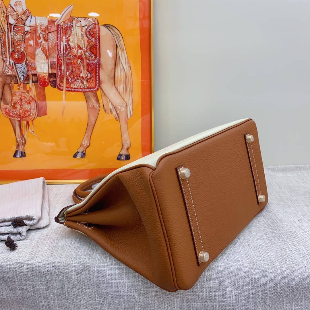 Hermes Birkin 30 Togo Brushed Leather Gold Hardware Beige Brown 30Cm - Image 5