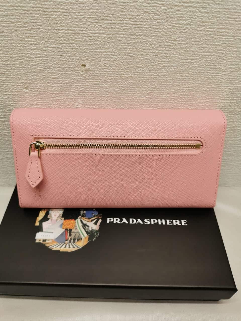 PRADA SAFFIANO MONOCHROME FLAP LONG WALLET FULL LIGHT PINK 19CM 1MH132 ZLP F061H - Image 3