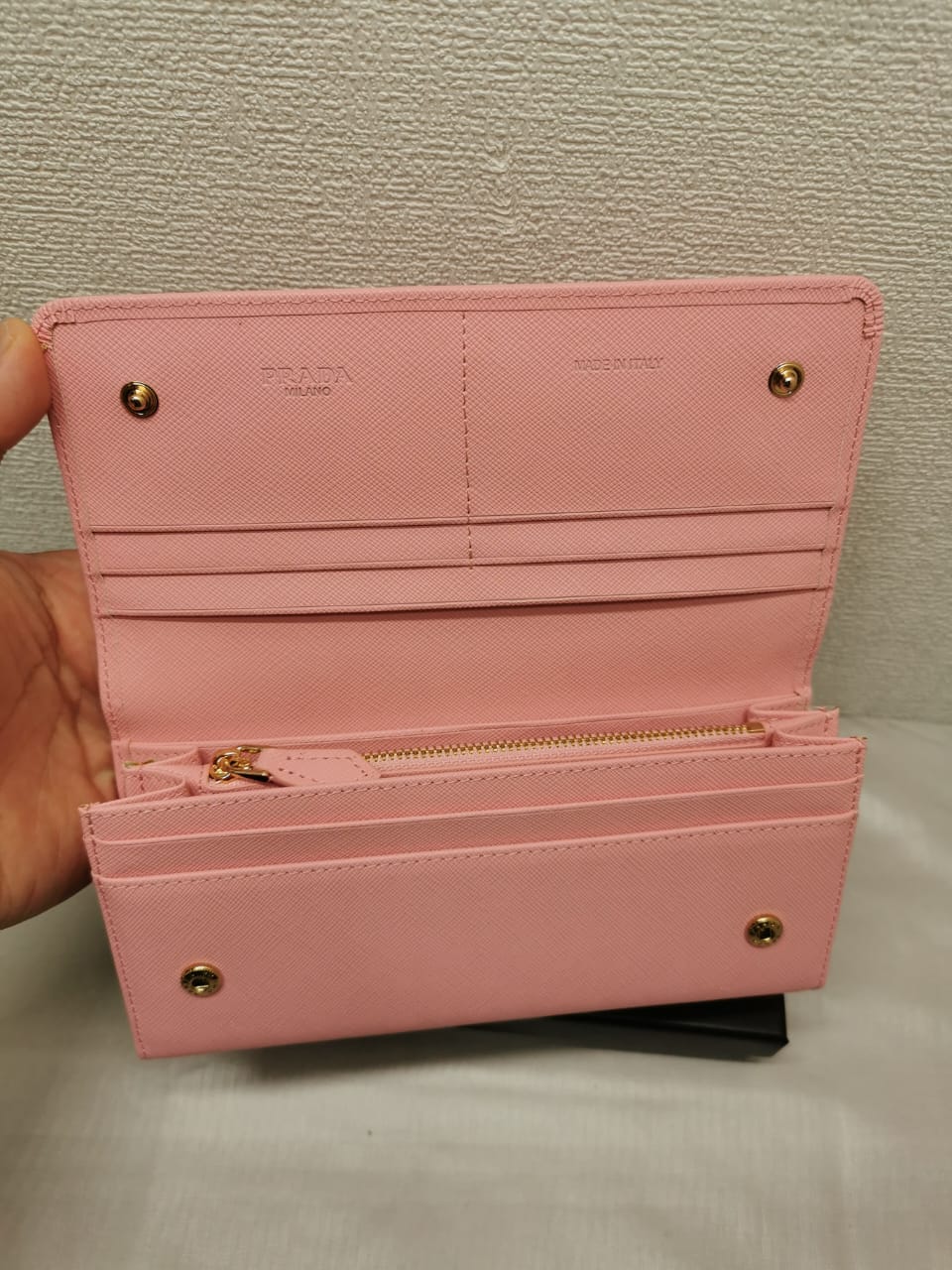 PRADA SAFFIANO MONOCHROME FLAP LONG WALLET FULL LIGHT PINK 19CM 1MH132 ZLP F061H - Image 4