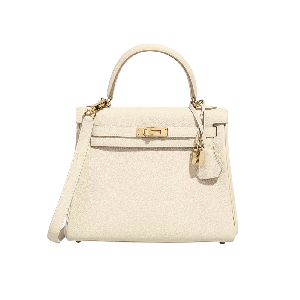 HERMES MINI KELLY BAG EPSOM WHITE GOLD HARDWARE 20CM
