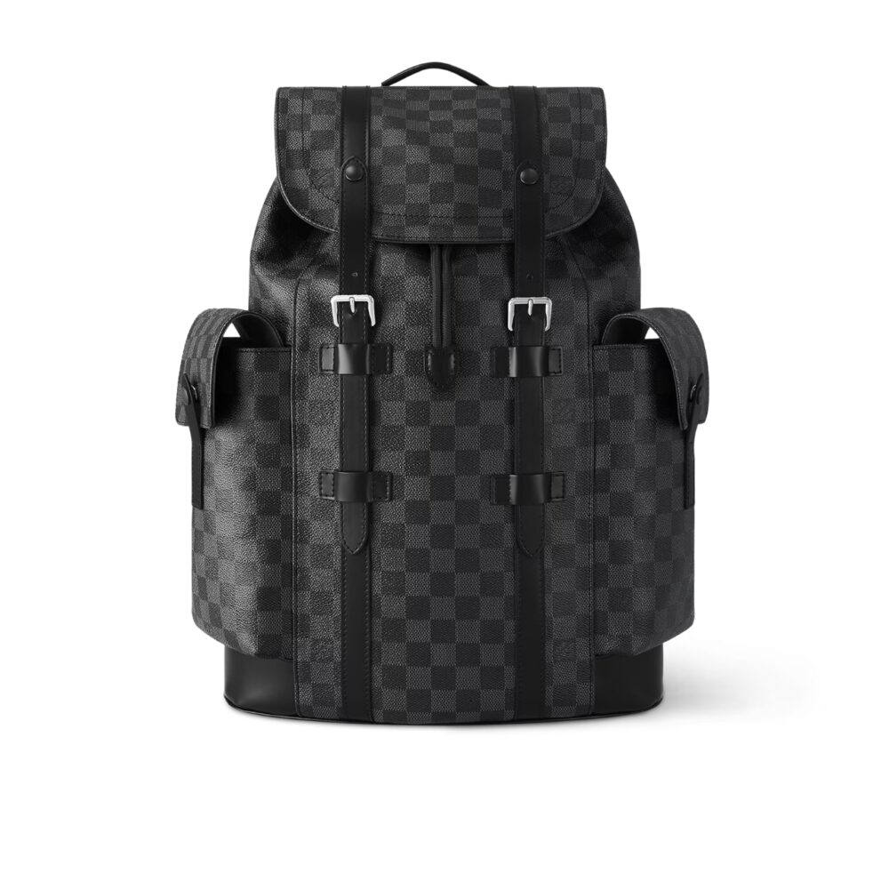 LOUIS VUITTON CHRISTOPHER MM BACKPACK DAMIER GRAPHITE CANVAS BLACK 44CM N41379