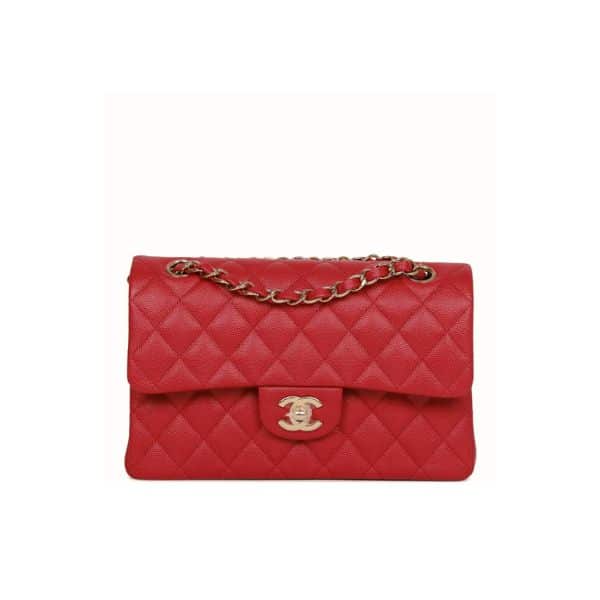 CHANEL CLASSIC SMALL FLAP BAG DARK RED CAVIAR 26CM