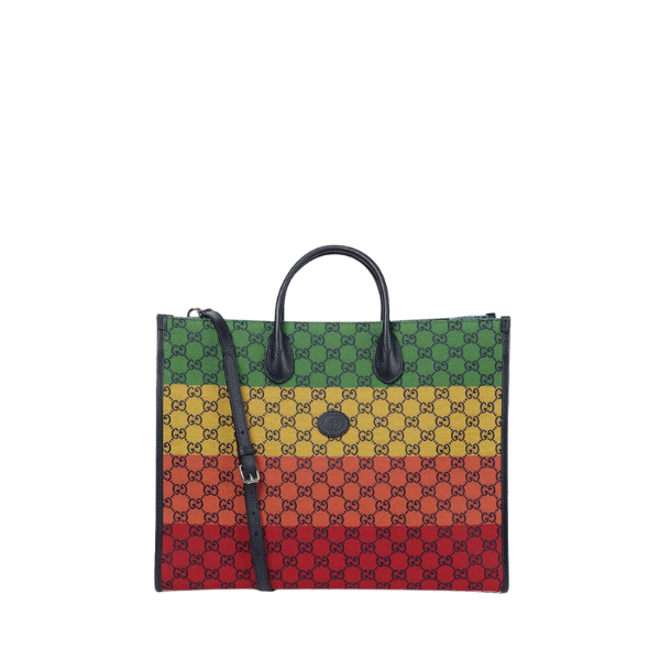 GUCCI MEDIUM TOTE BAG WITH INTERLOCKING G 31CM MULTICOLOR 674148 92THG 8563