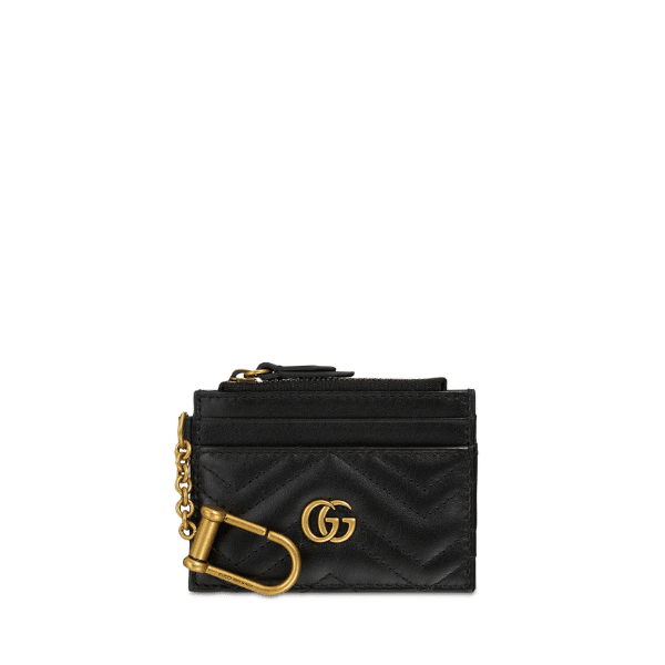 GUCCI GG MARMONT 2.0 QUILTED CARD HOLDER BLACK 10CM 221451F037015