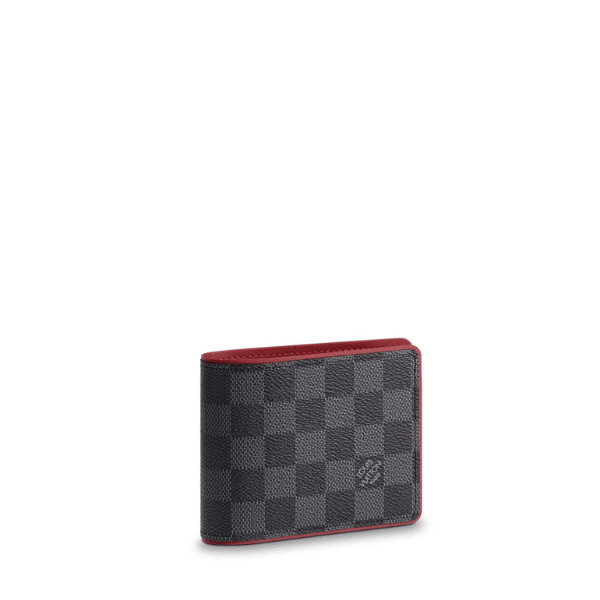 LOUIS VUITTON MULTIPLE WALLET DAMIER GRAPHITE BLACK AND RED 11CM N63260