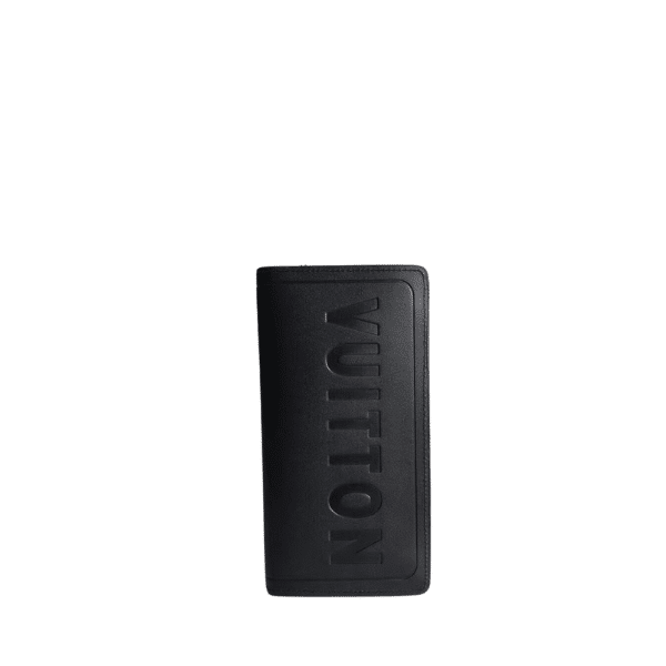 LOUIS VUITTON IMPRINTED LOGO LONG WALLET BLACK 19CM