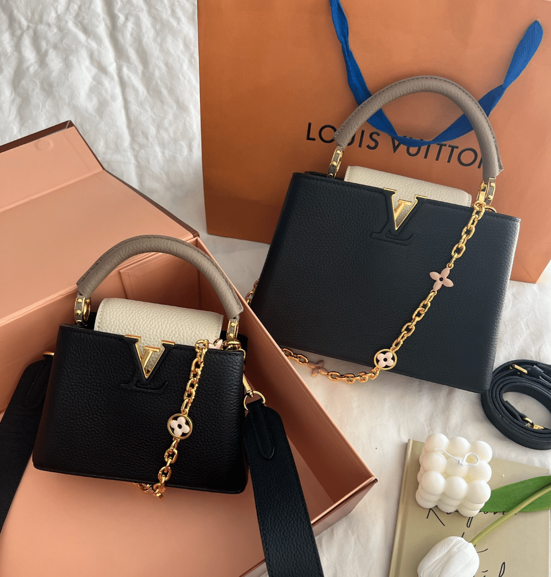 LOUIS VUITTON CAPUCINES MM BAG BLACK AND GREY 27CM M20708 - Image 2