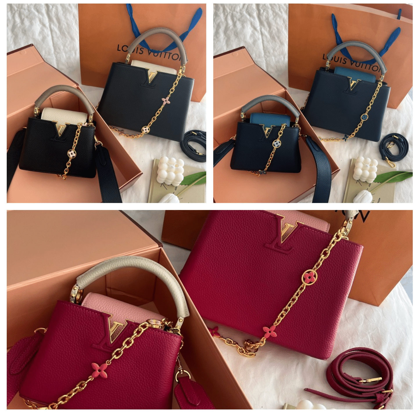 LOUIS VUITTON CAPUCINES MM BAG BLACK AND GREY 27CM M20708 - Image 3