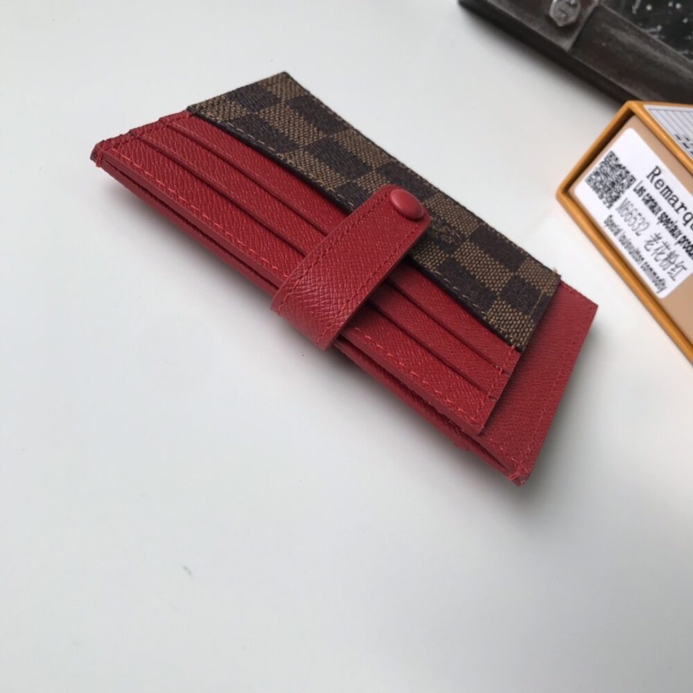 LOUIS VUITTON MULTI CARD HOLDER WALLETS DAMIER BROWN AND RED 11CM M66532 - Image 3