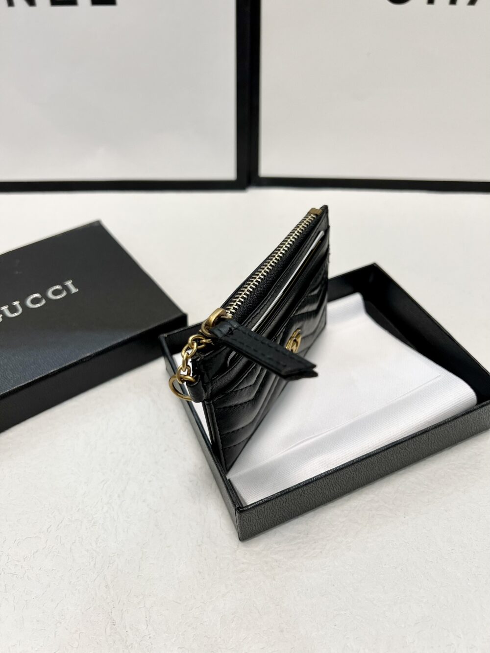 GUCCI GG MARMONT 2.0 QUILTED CARD HOLDER BLACK 10CM 221451F037015 - Image 6