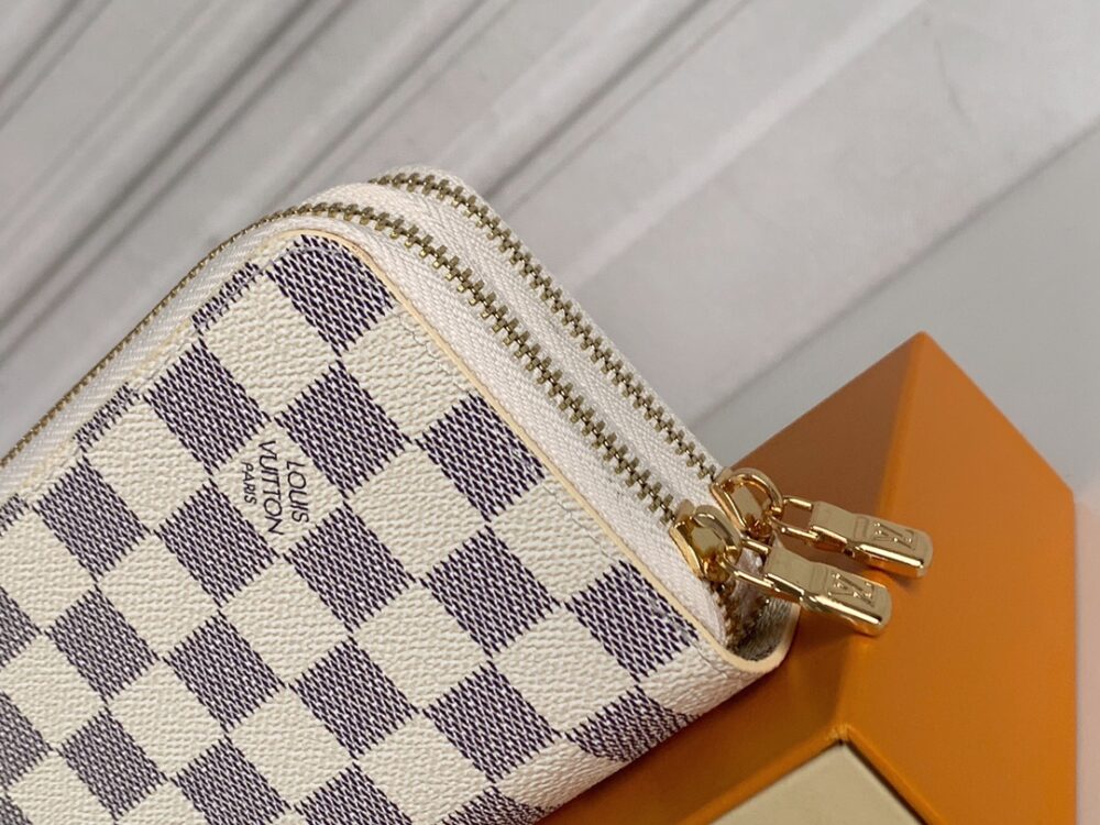LOUIS VUITTON LONG DOUBLE ZIPPER WALLET DAMIER AZUR 19CM - Image 6