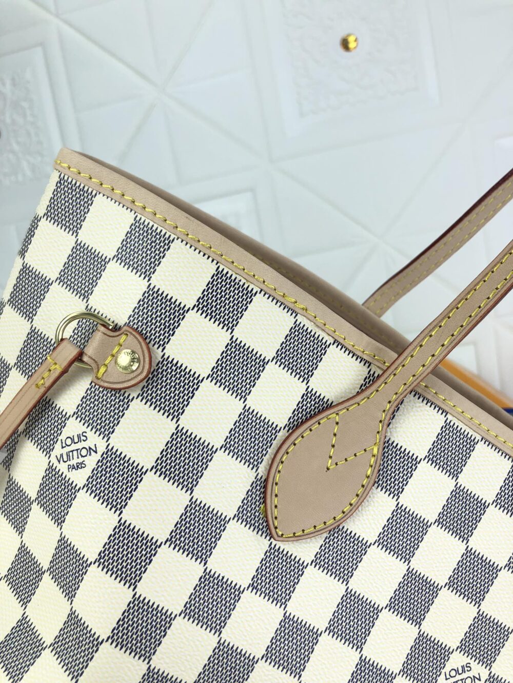 LOUIS VUITTON NEVERFULL GM DAMIER AZUR AND LIGHT PINK 40CM N41604 - Image 6