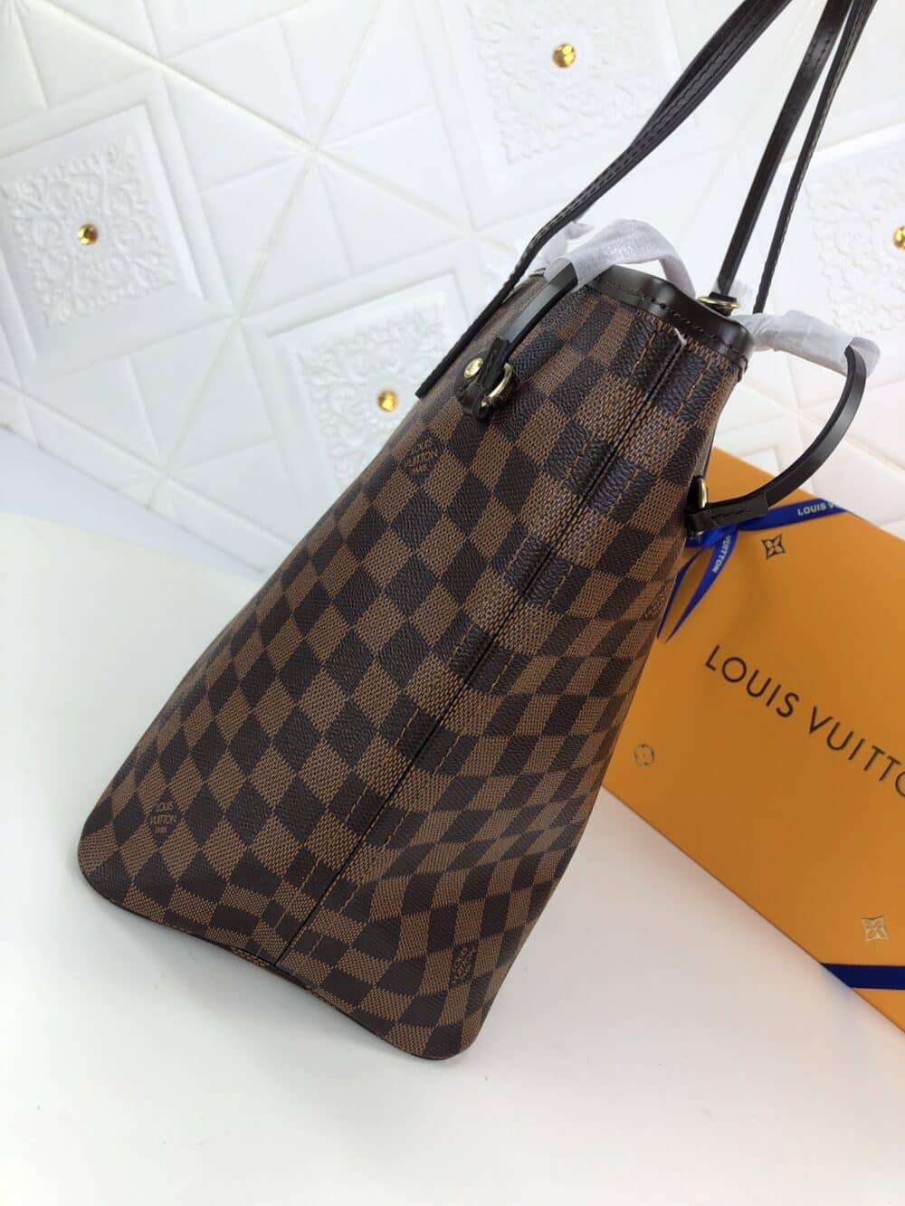 LOUIS VUITTON DAMIER EBENE NEVERFULL GM BROWN AND LIGHT PINK 40CM N41357 - Image 5