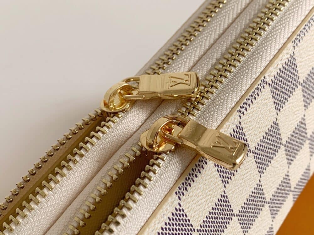 LOUIS VUITTON LONG DOUBLE ZIPPER WALLET DAMIER AZUR 19CM - Image 7