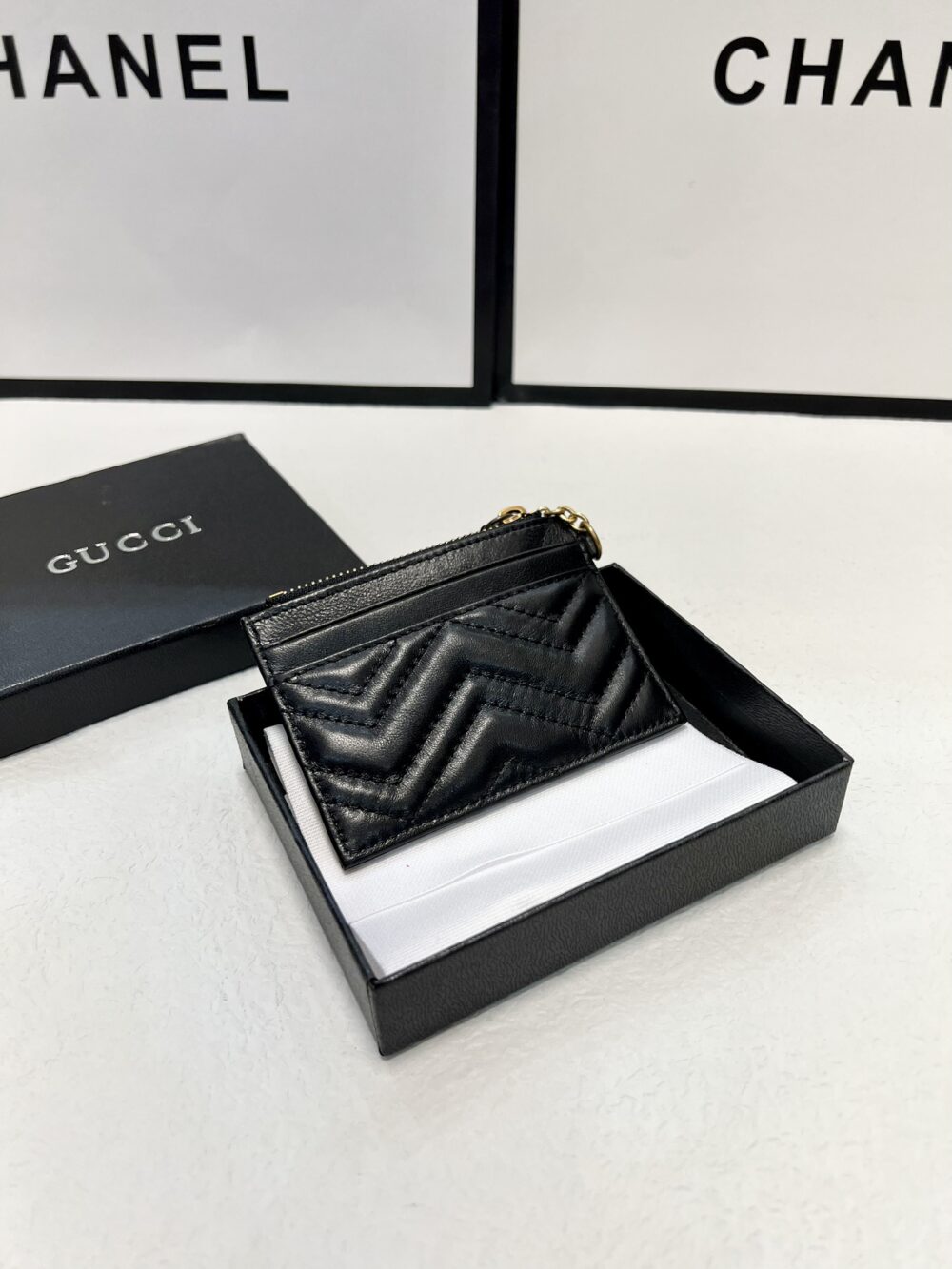 GUCCI GG MARMONT 2.0 QUILTED CARD HOLDER BLACK 10CM 221451F037015 - Image 8