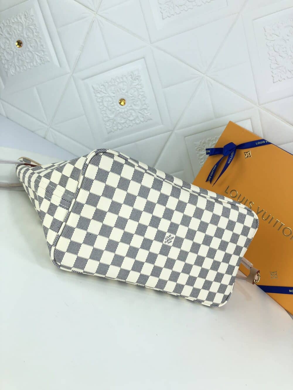 LOUIS VUITTON NEVERFULL GM DAMIER AZUR AND LIGHT PINK 40CM N41604 - Image 7