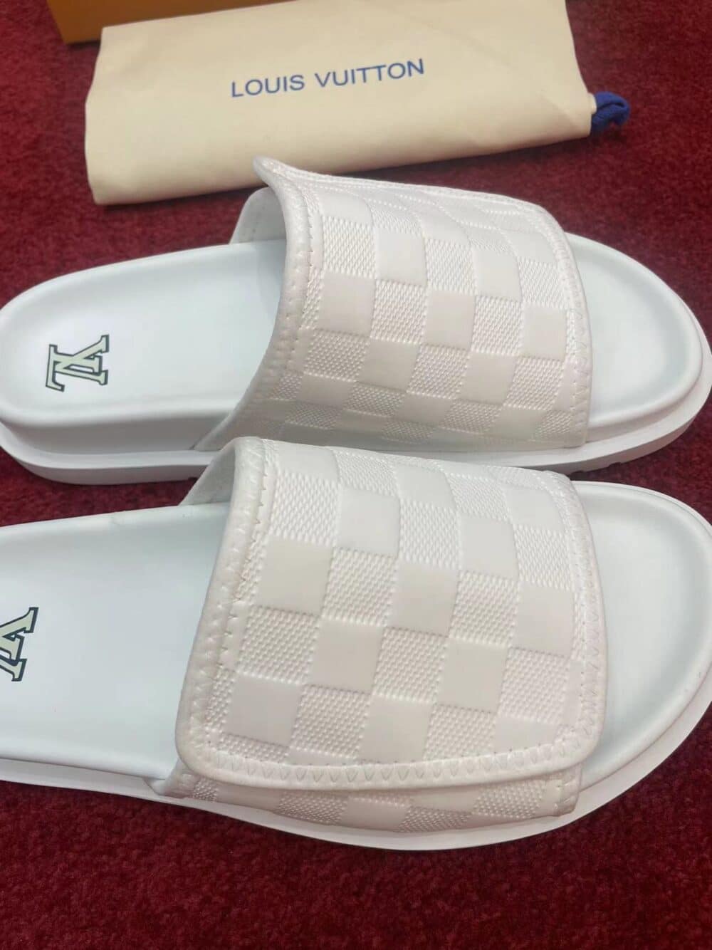 LOUIS VUITTON DAMIER FLAT SLIDES WHITE - Image 5
