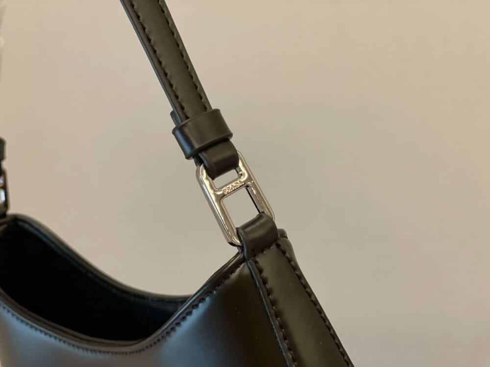 PRADA CLEO BRUSHED LEATHER SHOULDER BAG BLACK 27CM 1BC499 ZO6 F0002 V OOO - Image 5