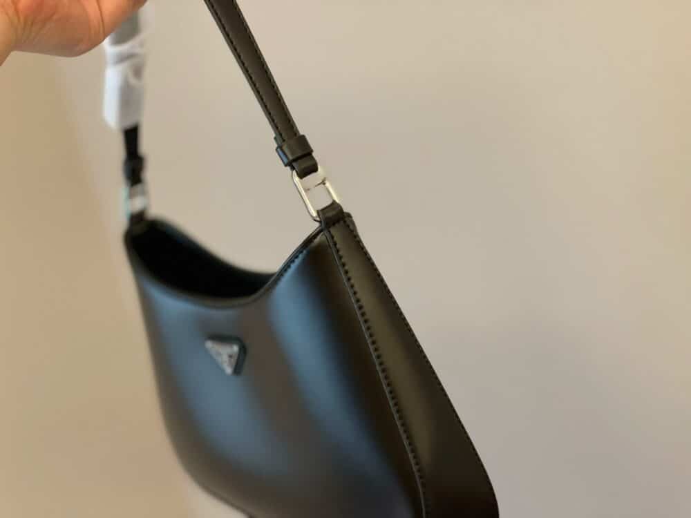 PRADA CLEO BRUSHED LEATHER SHOULDER BAG BLACK 27CM 1BC499 ZO6 F0002 V OOO - Image 7