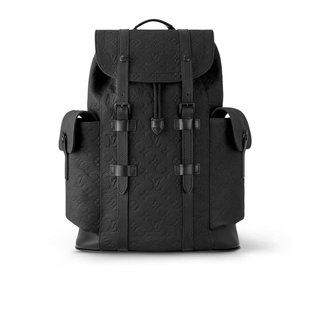 LOUIS VUITTON CHRISTOPHER MM BACKPACK MONOGRAM TAURILLON LEATHER BLACK 45CM M55699