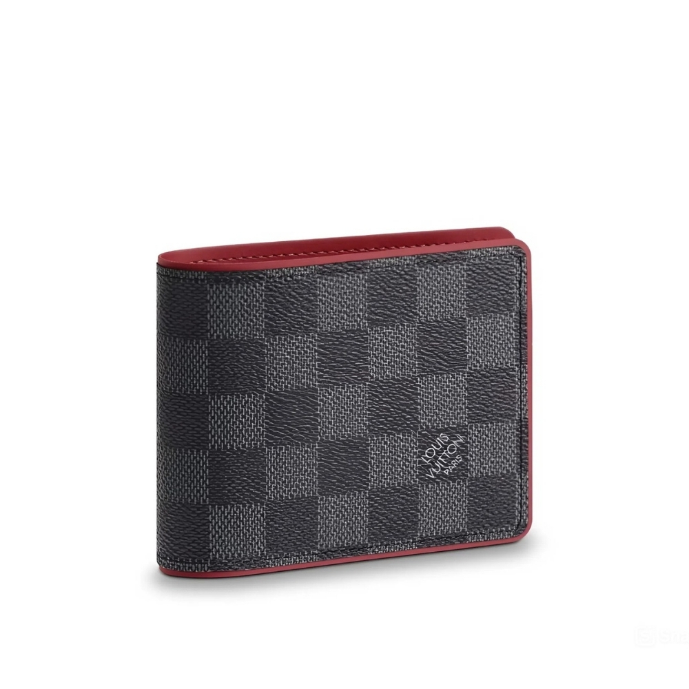 LOUIS VUITTON SLENDER WALLET DAMIER GRAPHITE CANVAS BLACK AND RED 11CM N63260