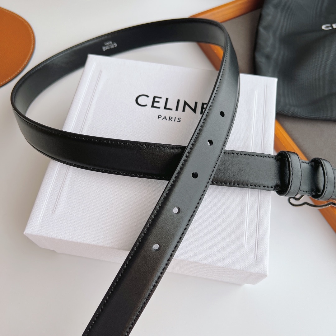 CELINE SMALL TRIOMPHE BLACK BELT IN NATUTAL CALFSKIN GOLD METAL 2.5CM - Image 4