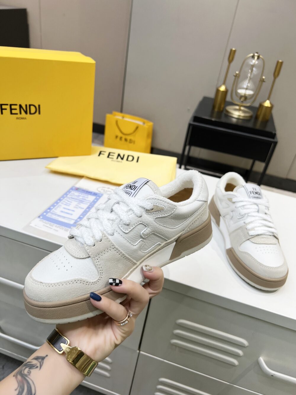 FENDI MATCH SUEDE LOW TOPS WHITE 8E8252AHH2F1FHS - Image 7