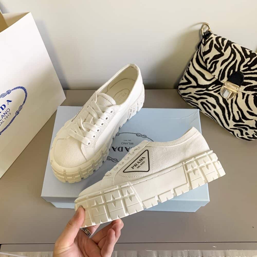 PRADA DOUBLE WHEEL RE NYLON GABARDINE SNEAKER WHITE 1E260M 3LFX F0009 F B050 - Image 6