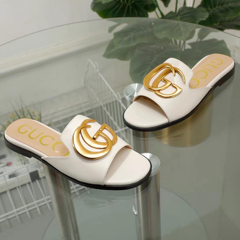 Alternative view of GUCCI PRINCETOWN GG SLIPPERS LEATHER WHITE