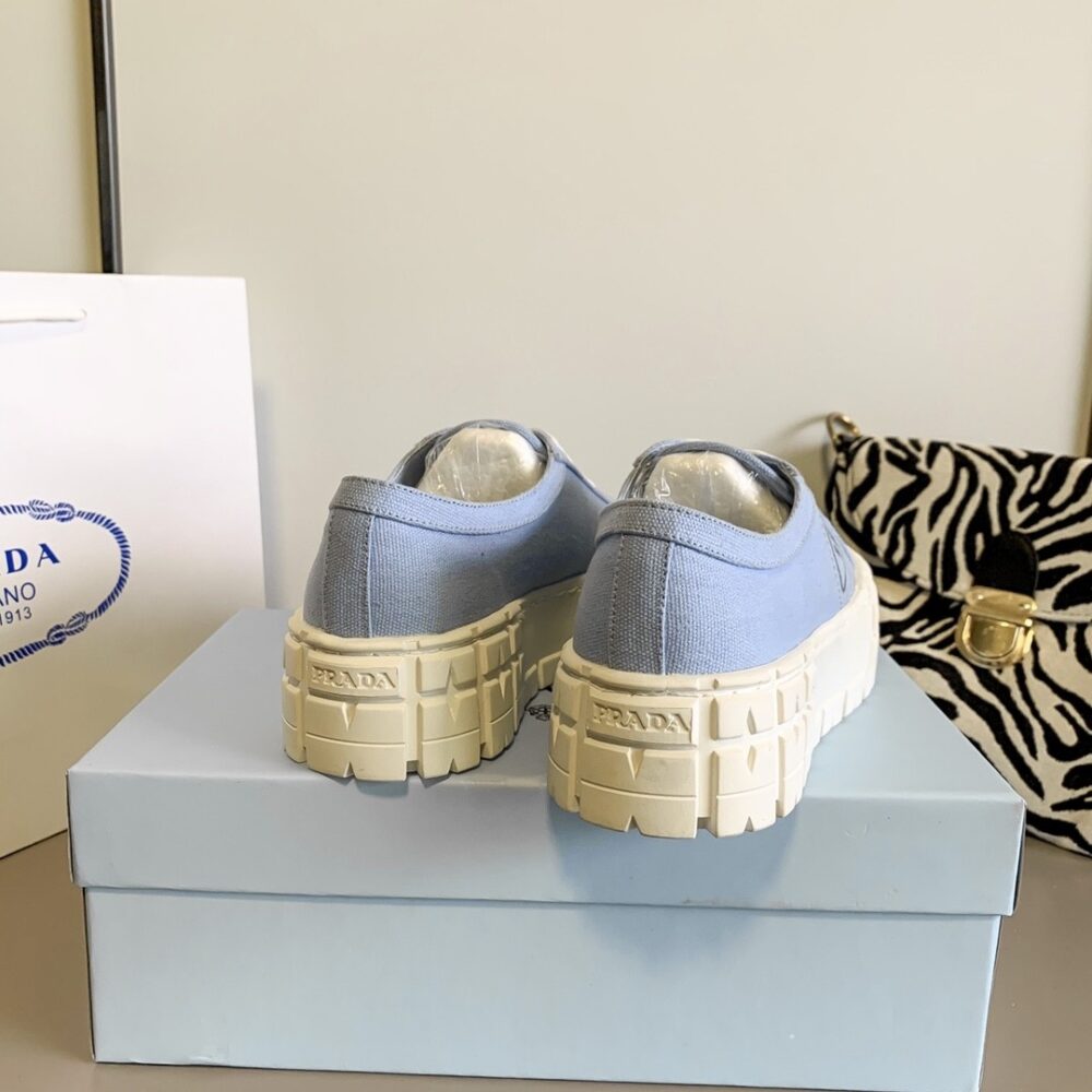 PRADA DOUBLE WHEEL NYLON GABARDINE SNEAKER LIGHT BLUE 1E260M3LFXF0591F050 - Image 4