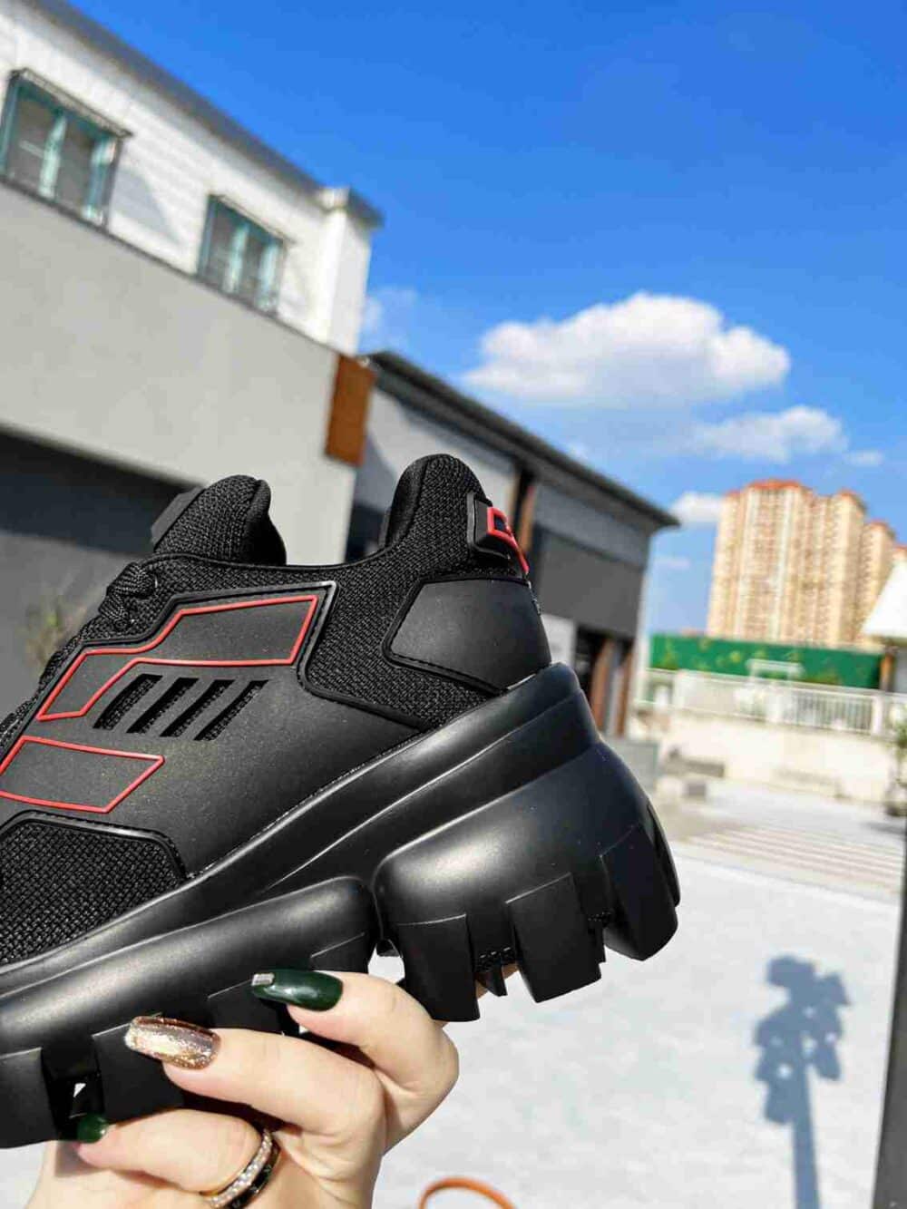 PRADA CLOUDBUST THUNDER SNEAKERS WITH BLACK AND RED 2EG2933LGNF0002 - Image 4