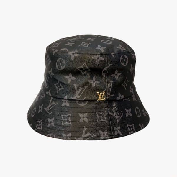LOUIS VUITTON MONOGRAM LEATHER BUCKER HAT BLACK