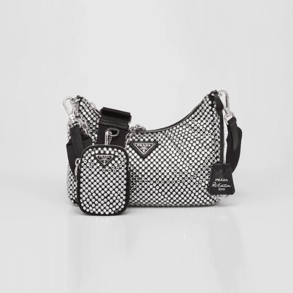 PRADA RE-EDITION 2005 SATIN BAG WITH CRYSTALS 1BH2042AWLF0T7OVV9L