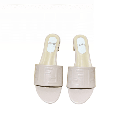 FENDI SILK COWHIDE SLIPPERS LIGHT PINK