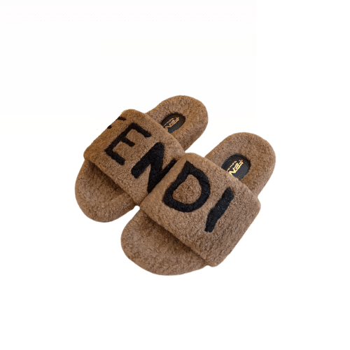 FENDI FLEECE SLIPPERS BROWN