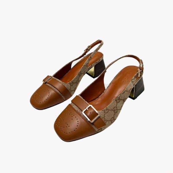 GUCCI WOMEN’S MID HEEL SLINGBACK BROWN