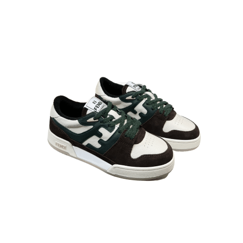 FENDI MATCH LOW TOPS SUEDE BLACK GREEN SHOELACE