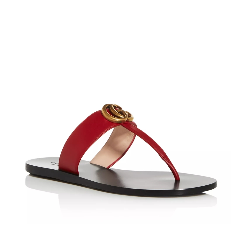 GUCCI DOUBLE G THONG LEATHER RED
