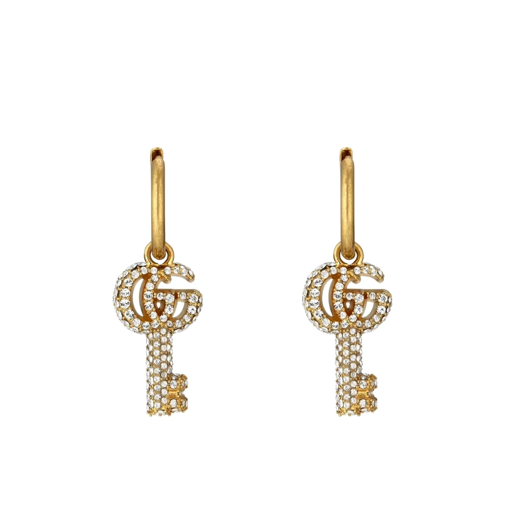 GUCCI GG KEY EARRINGS WITH CRYSTALS 645624 J1D50 8062