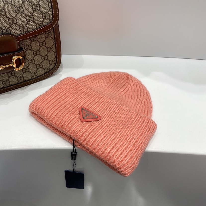 Alternative view of PRADA WOOL AND CASHMERE BEANIE SLIVER PINK