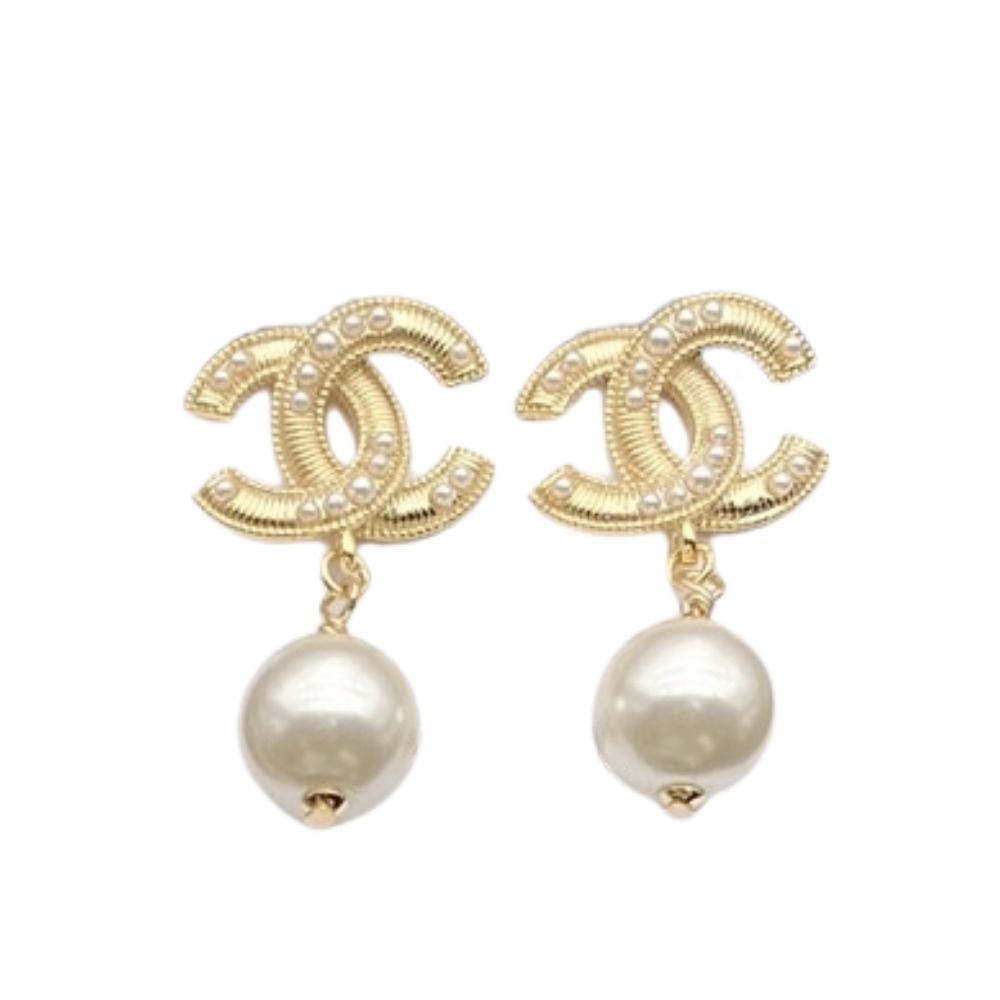 CHANEL CC PEARL GOLD EARRINGS