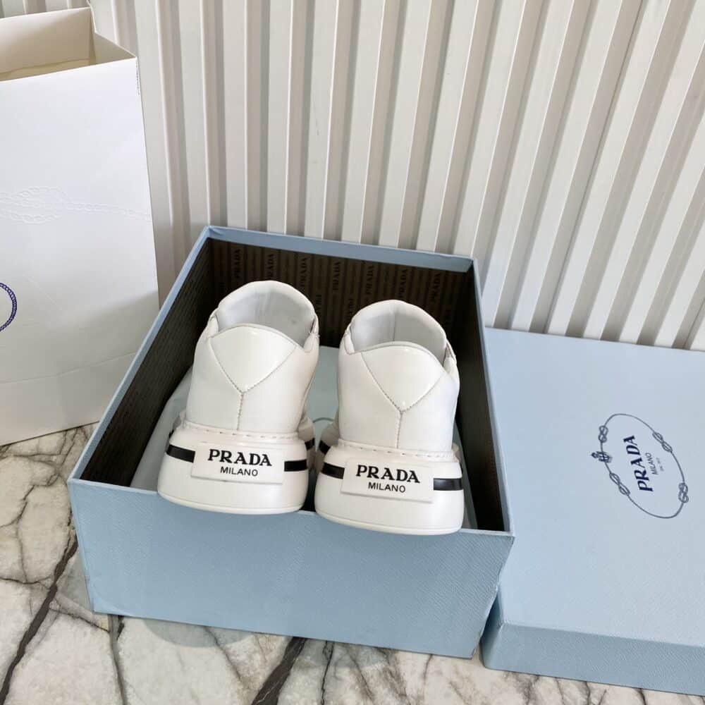 PRADA MACRO RE-NYLON AND BRUSHED LEATHER SNEAKERS WHITE 2EG3763LF5F0009 - Image 10