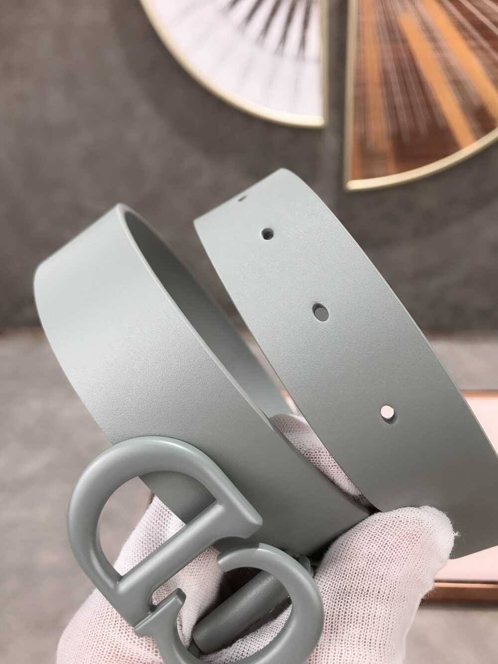 Alternative view of DIOR 30 MONTAIGNE LEATHER BELT GREY 2CM