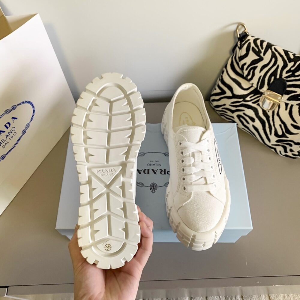 PRADA DOUBLE WHEEL RE NYLON GABARDINE SNEAKER WHITE 1E260M 3LFX F0009 F B050 - Image 8