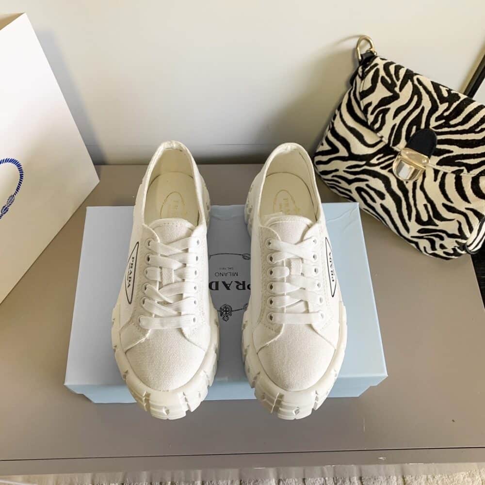 PRADA DOUBLE WHEEL RE NYLON GABARDINE SNEAKER WHITE 1E260M 3LFX F0009 F B050 - Image 7