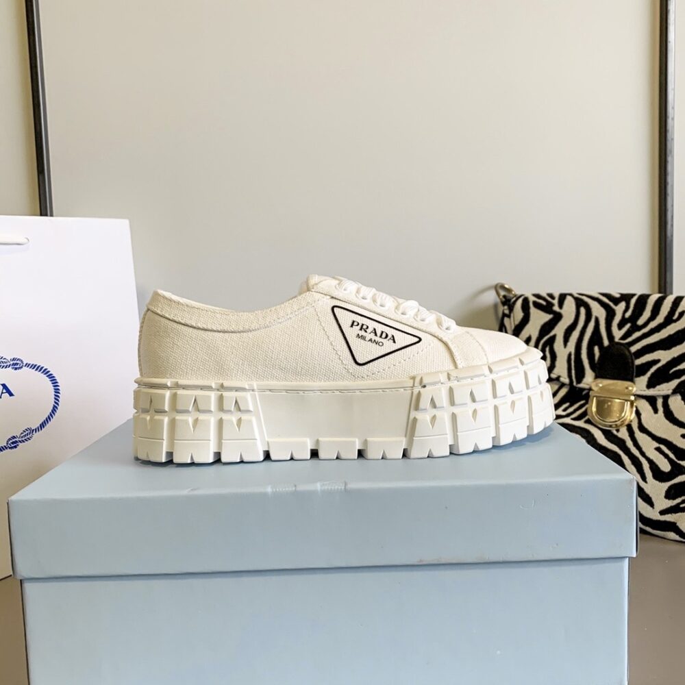PRADA DOUBLE WHEEL RE NYLON GABARDINE SNEAKER WHITE 1E260M 3LFX F0009 F B050 - Image 3