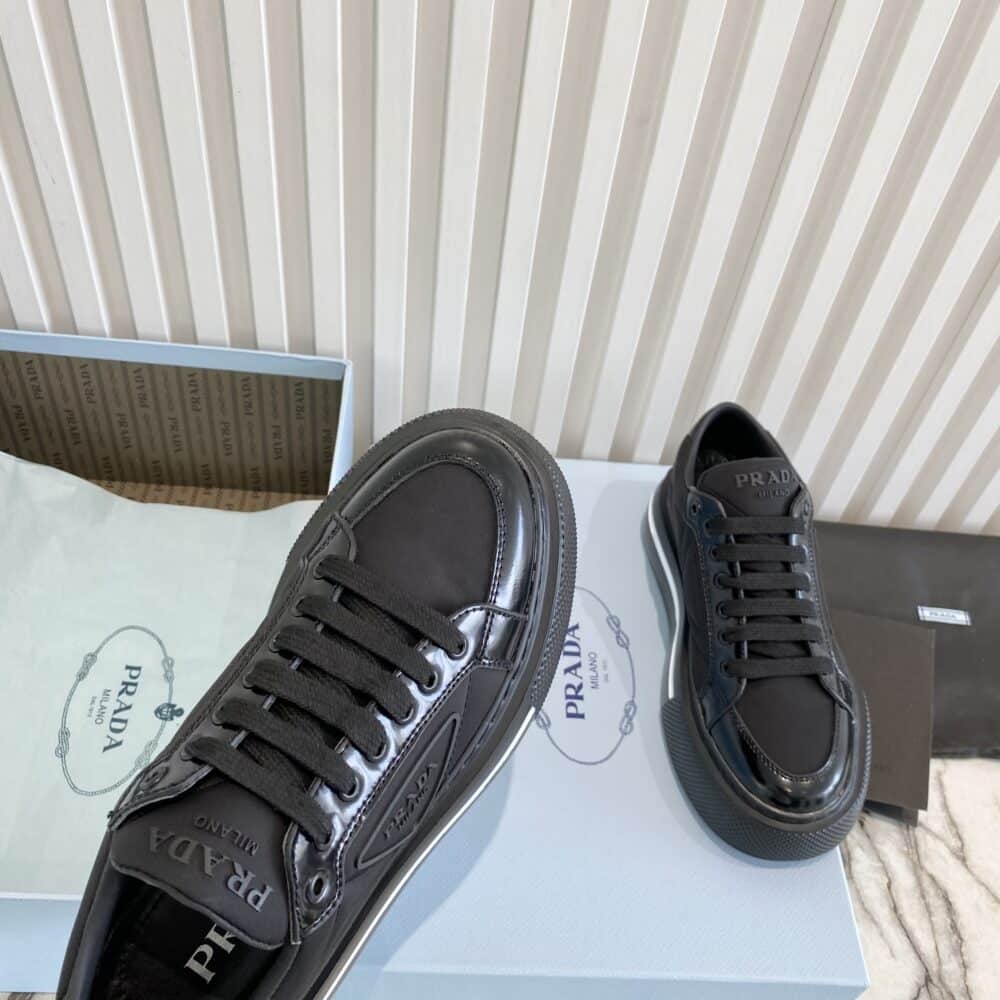 PRADA MACRO RE-NYLON AND BRUSHED LEATHER SNEAKERS BLACK 2EG3763LF5F0632 - Image 6