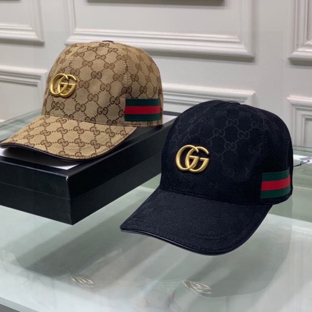 Alternative view of GUCCI GG CANVAS WITH WEB BASEBALL CAP BROWN