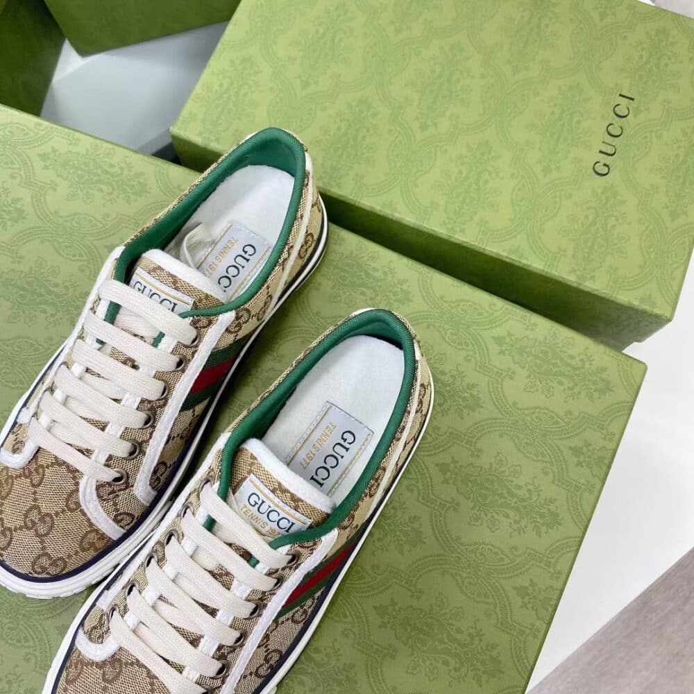 GUCCI TENNIS 1977 SNEAKER BEIGE ABONY 606111 HVK20 9766 - Image 3